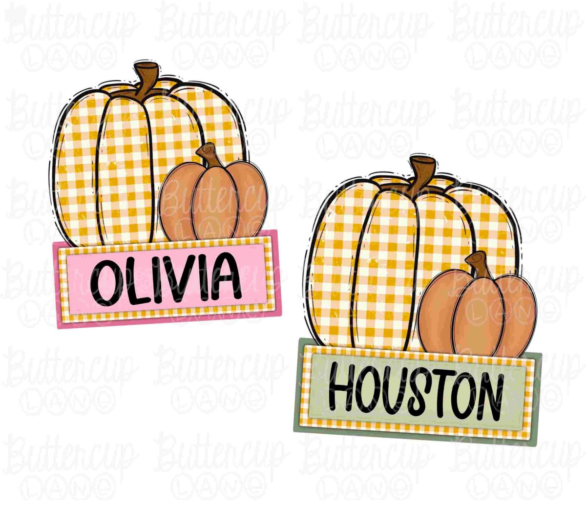 Pumpkin SVG Boy Girl Name Plaid Personalized Digital Download