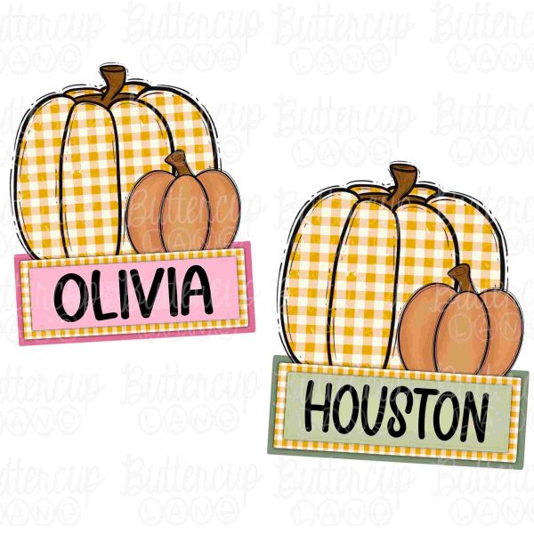 Pumpkin SVG Boy Girl Name Plaid Personalized Digital Download