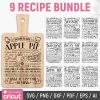 Recipe Svg Bundle, Kitchen Svg, Farmhouse Kitchen Svg, Thanksgiving Recipe, Christmas Recipe, Cutting Board, Engraving, Kitchen Decor, Dxf