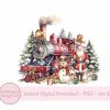 Red Christmas Train Sublimation Design, PNG, 1st Christmas T Shirt Design, Santa Sack Design, Instant Digital Download