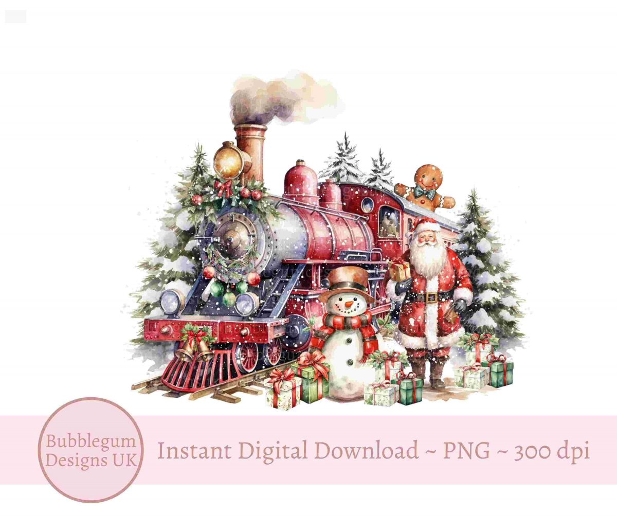 Red Christmas Train Sublimation Design, PNG, 1st Christmas T Shirt Design, Santa Sack Design, Instant Digital Download