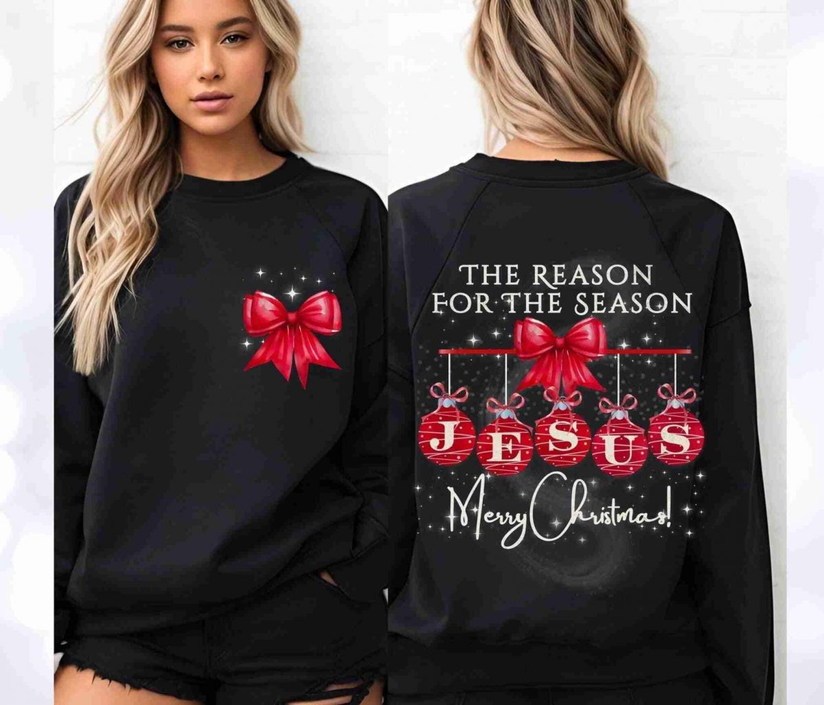 Red Coquette Bow Christian Christmas SVG Jesus Holiday Apparel