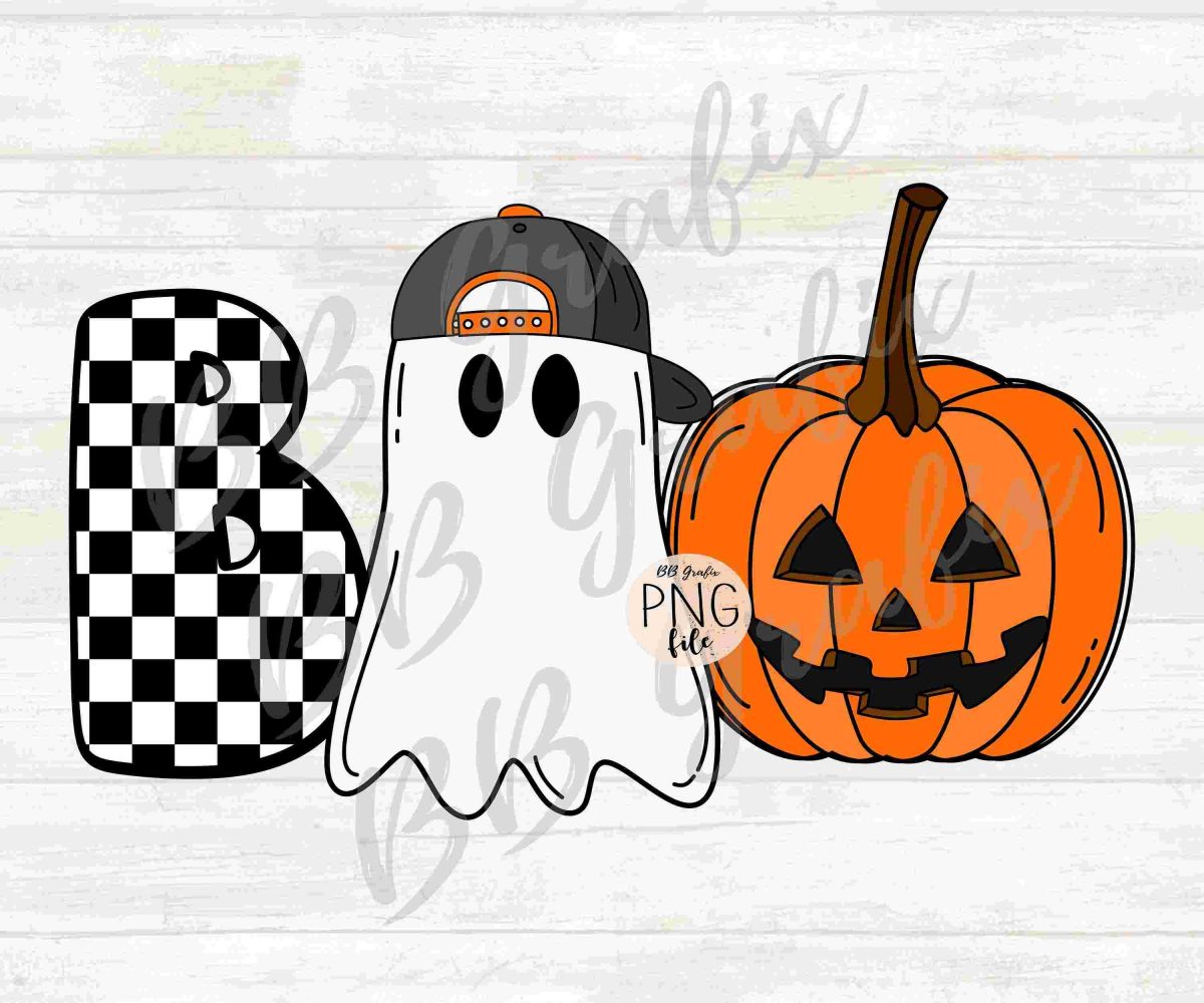 Retro Boy Boo Ghost Halloween JackoLantern Pumpkin Cap SVG PNG Design