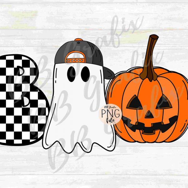 Retro Boy Boo Ghost Halloween JackoLantern Pumpkin Cap SVG PNG Design