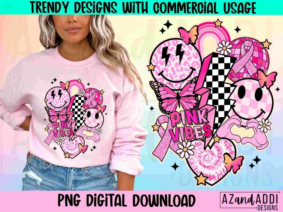 Retro breast cancer png, breast cancer awareness sublimation design, October awareness month, pink cancer ribbon, retro pink smile face png