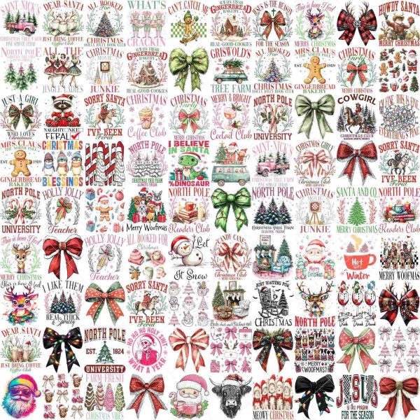 Retro Christmas Bundle with 100 Festive PNG Santa Claus Designs