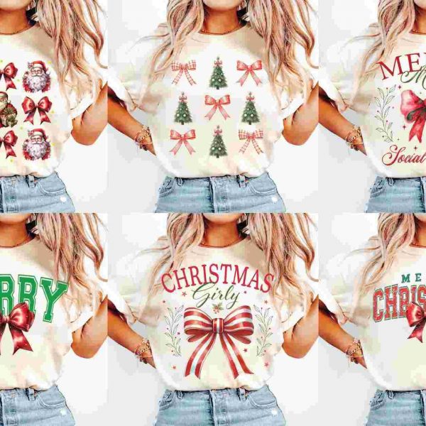 Retro Christmas Coquette Bow Bundle Santa Aesthetic PNGs