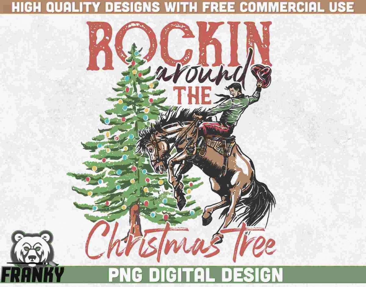 Retro Christmas Sublimation PNG Festive Tree Design Instant Download