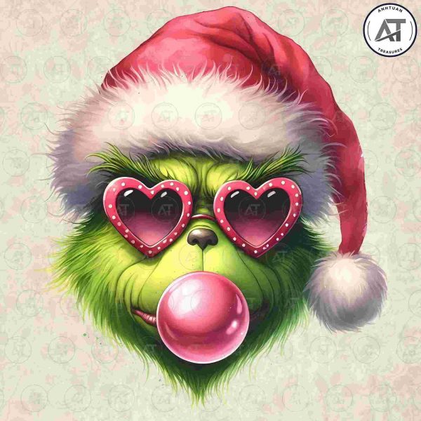 Retro Christmas SVG Festive Green Bubble Mean Guy Pink Spirit