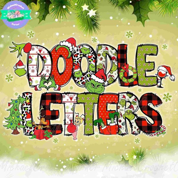 Retro Christmas SVG Uppercase Bundle Custom Xmas Doodle Letters