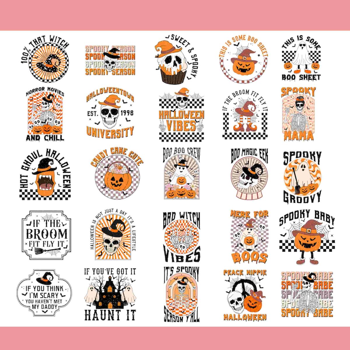 Retro Halloween Bundle 25 Digital Files including Skull Spooky Season