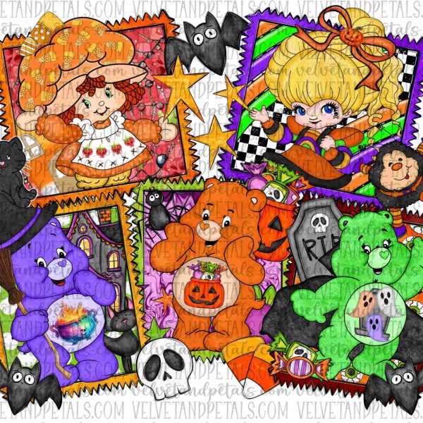 Retro Halloween Cartoon Character Frames PNG for Trending Spooky