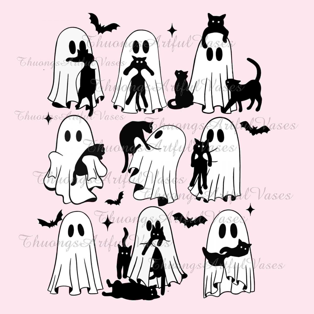 Retro Halloween Ghost Cat Lover SVG