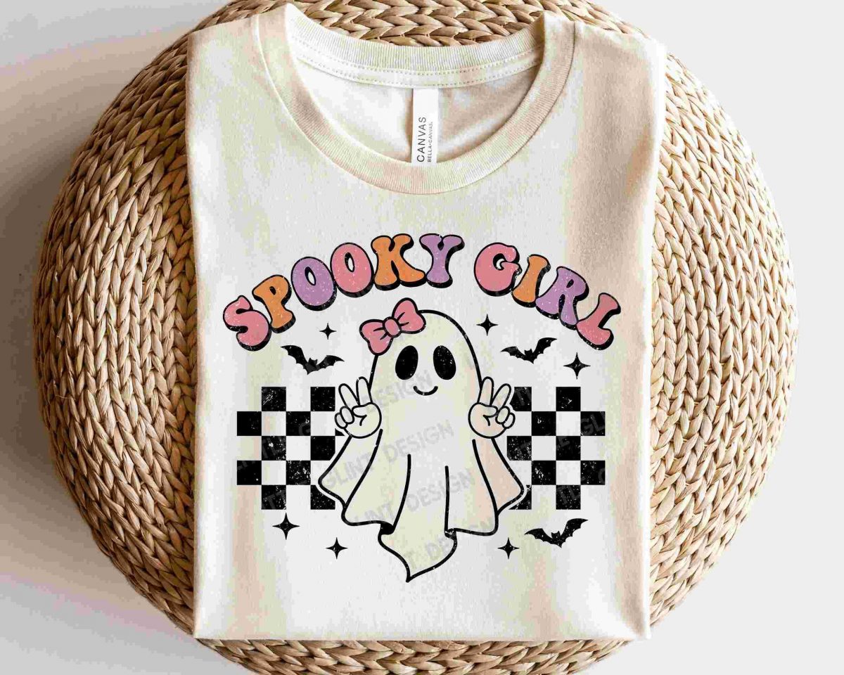 Retro Halloween Girl SVG Cute Ghost PNG for Cricut