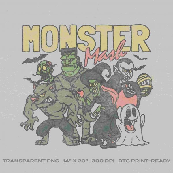 Retro Halloween Monster SVG PNG for Digital Download Printing