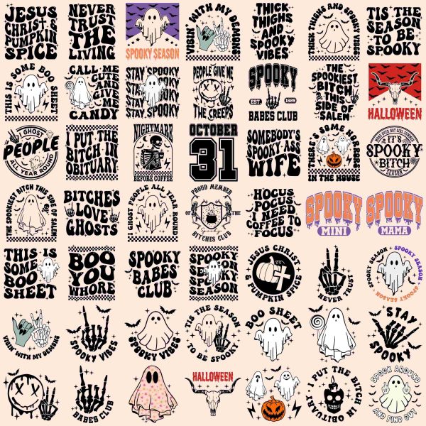 Retro Halloween SVG Bundle 50 Designs incl Ghost Shirt Hippie