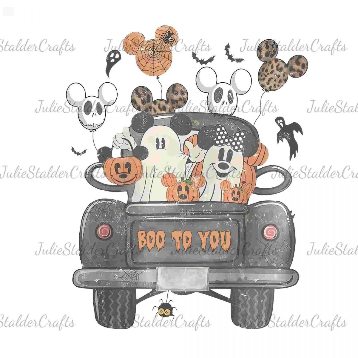 Retro Mickey Minnie Halloween PNG Disney Balloons Pumpkin Trip