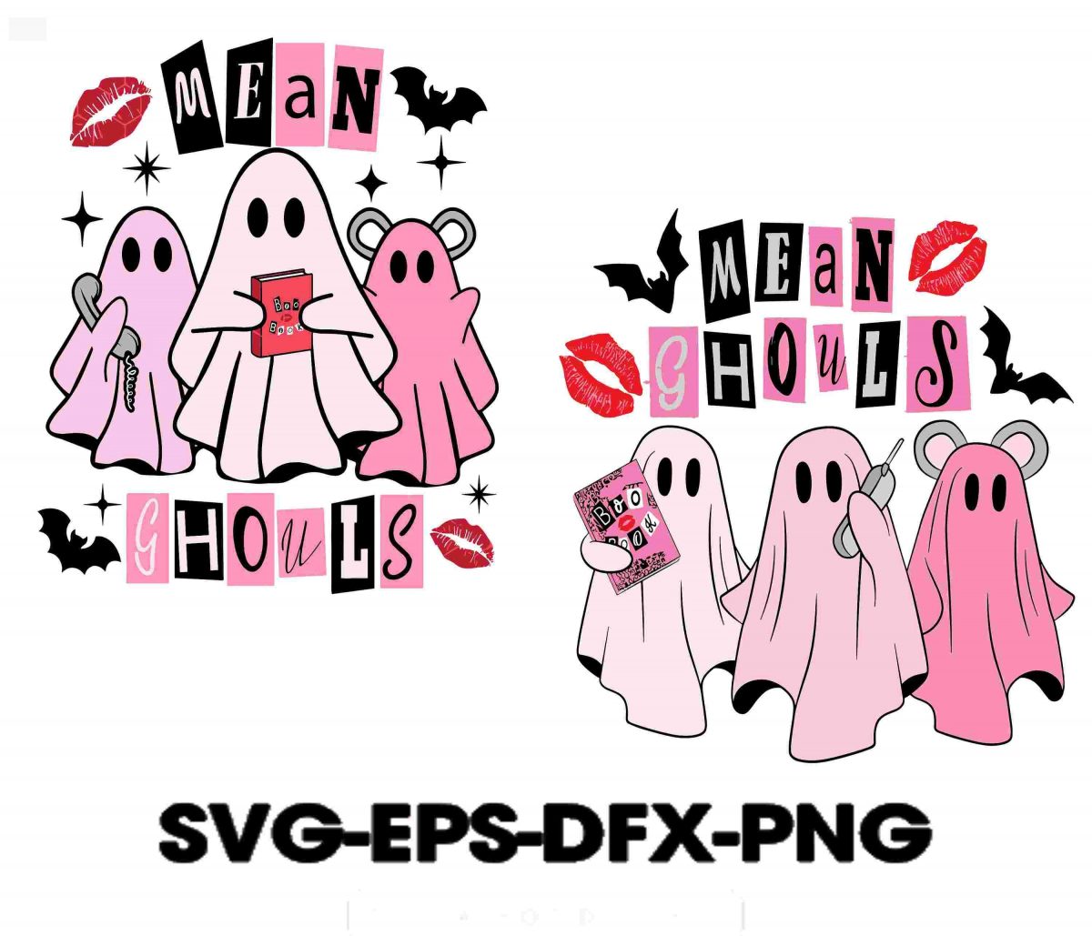 Retro Pink Ghouls Mean Ghosts Svg for Trendy Halloween