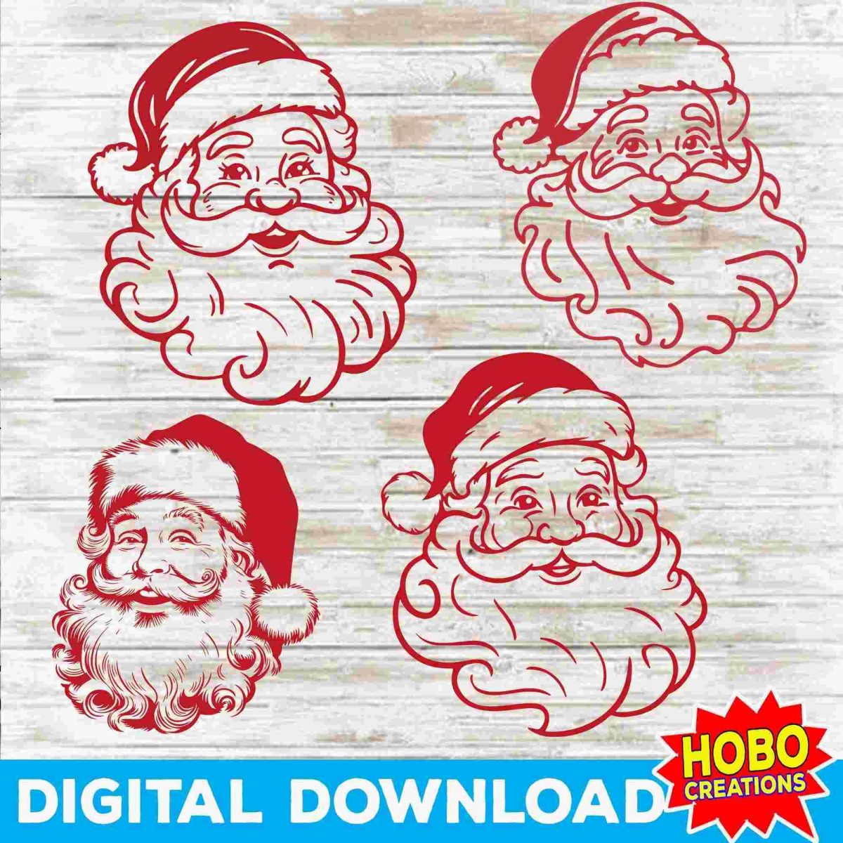 Retro Santa Claus SVG Bundle Vintage Christmas Clipart Funny Santa