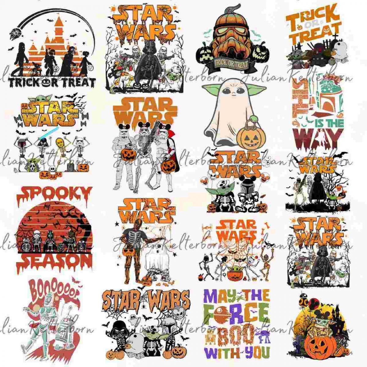 Retro Star Wars Spooky Halloween 2024 Family Vacation Pngs