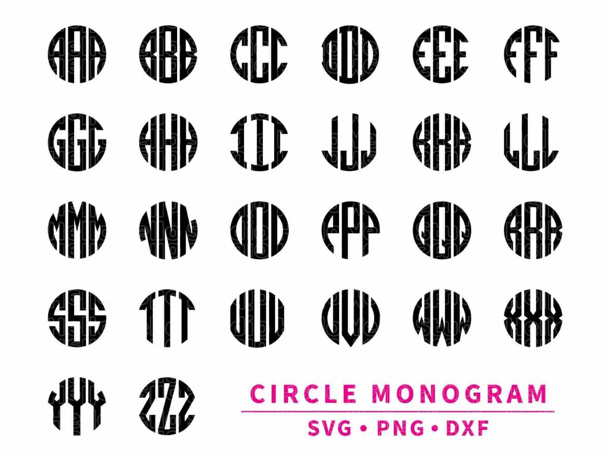 Round Initials SVG Set for Cricut Silhouette Monogram Alphabet