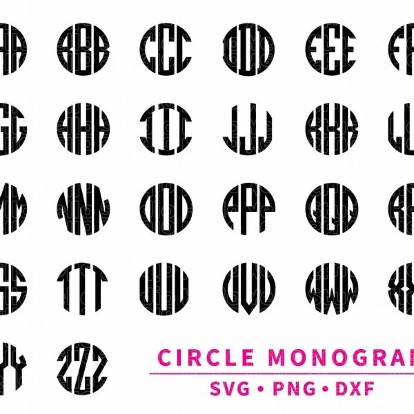 Round Initials SVG Set for Cricut Silhouette Monogram Alphabet