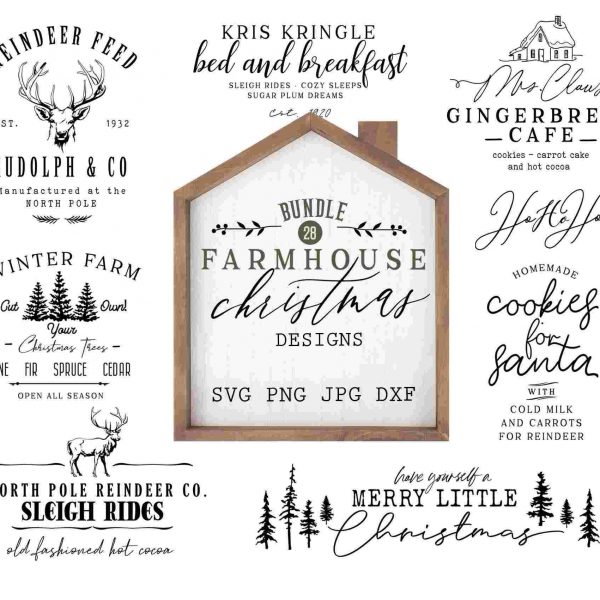 Rustic Farmhouse Christmas SVG Sign Bundle Cut Files for Cricut