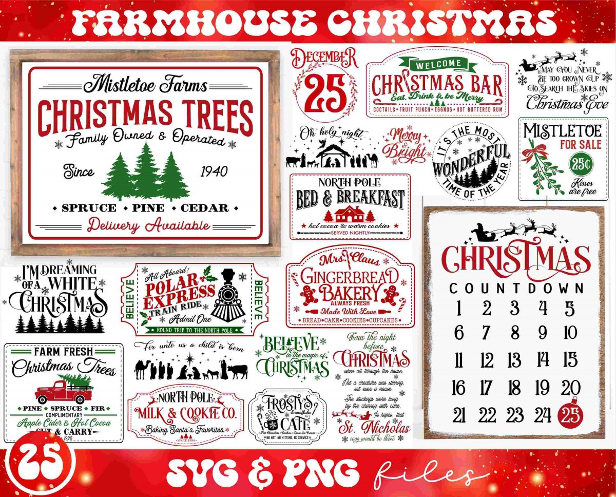 Rustic Holiday svg Bundle Farmhouse Christmas More