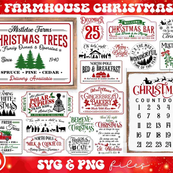 Rustic Holiday svg Bundle Farmhouse Christmas More