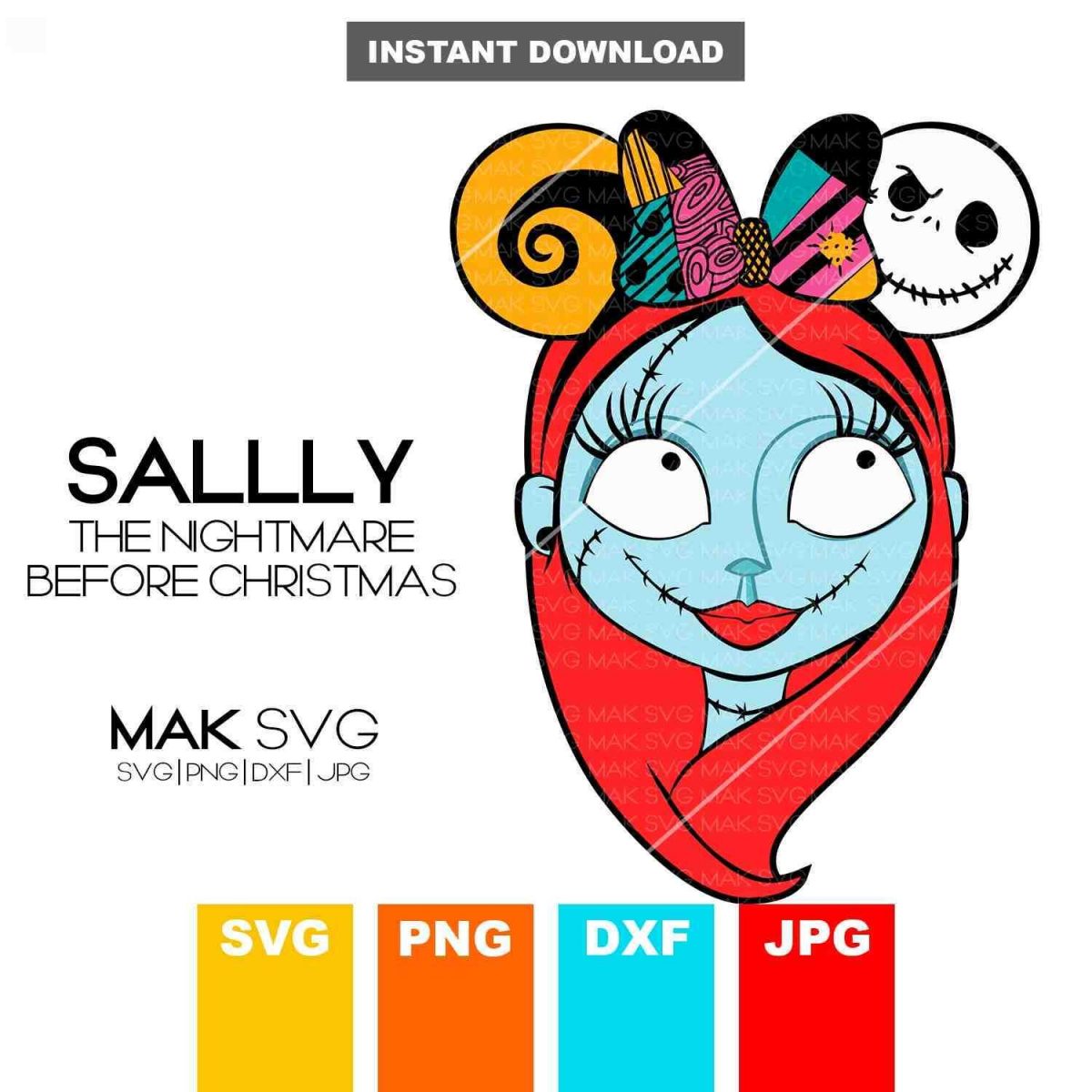 Sally Head SVG Nightmare Before Christmas Cut File PNG