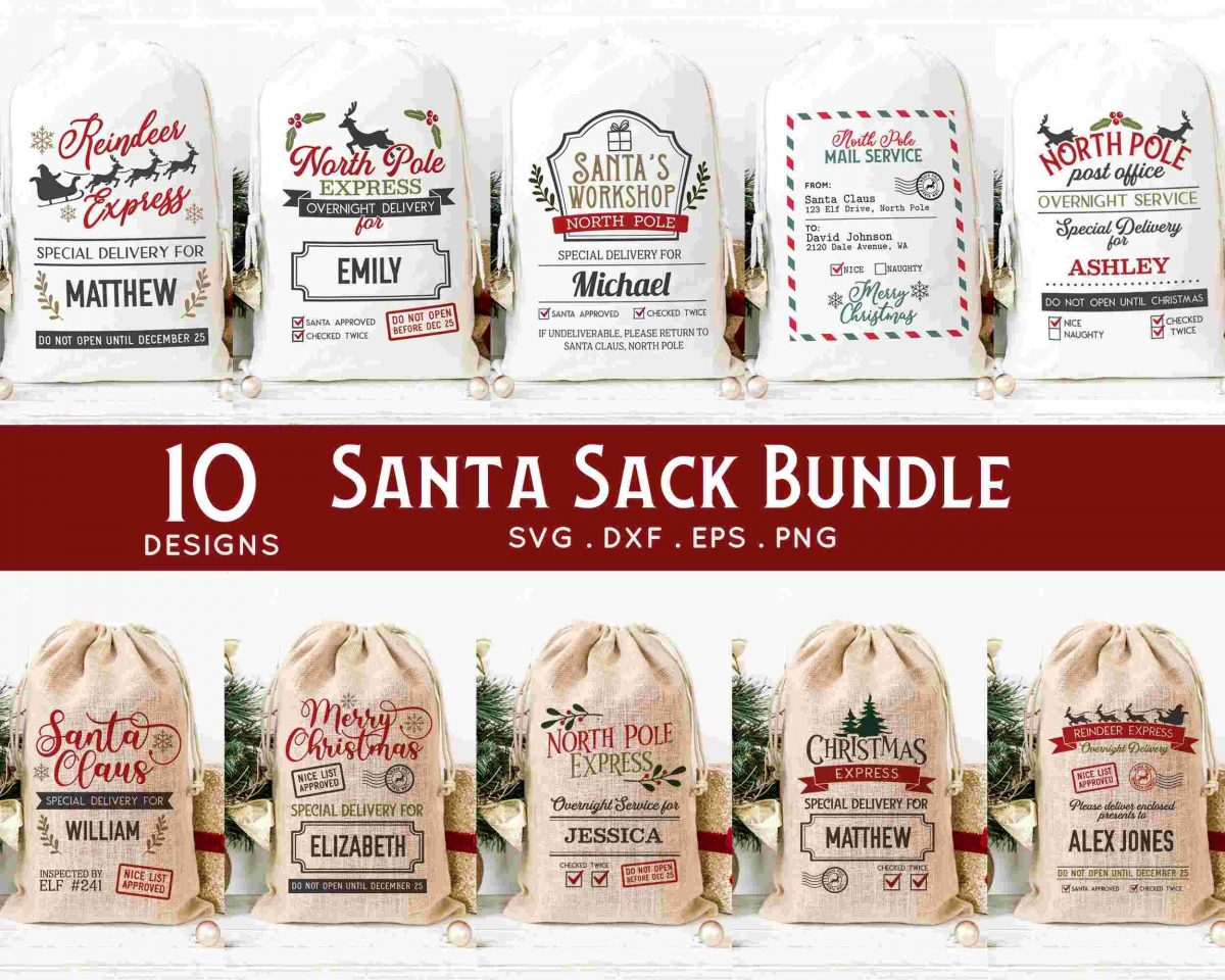 Santa Sack svg Bundle 50 OFF Christmas Cut Files for Cricut Merry