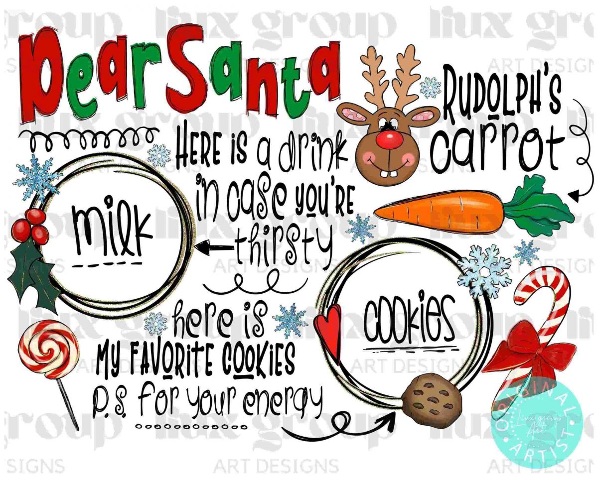 Santa Tray Hand Drawn PNG for Cookies Santa Platter Christmas Plate