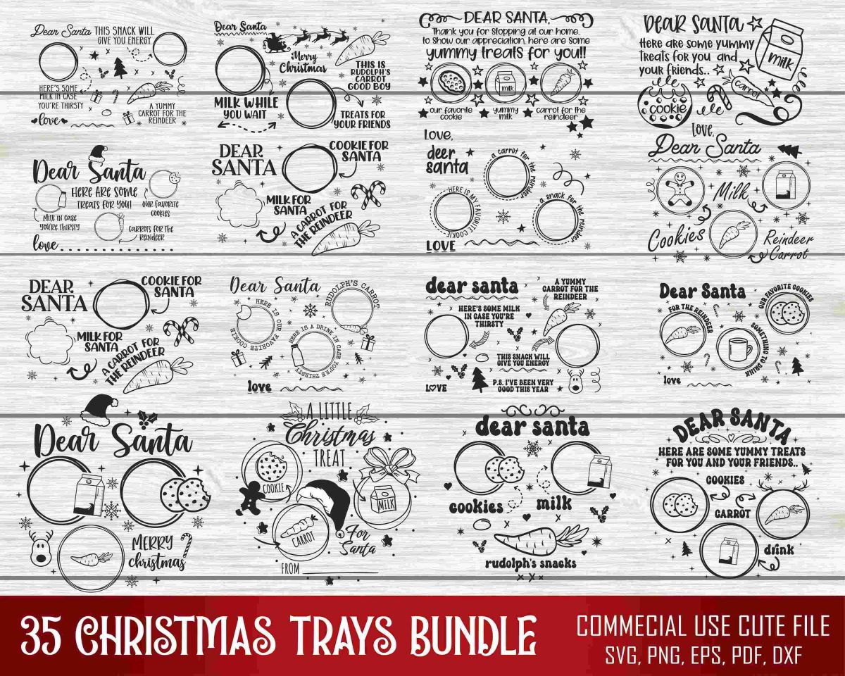 Santa Tray SVG Bundle for Christmas Cookies for Santa Round Board