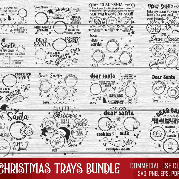 Santa Tray SVG Bundle for Christmas Cookies for Santa Round Board