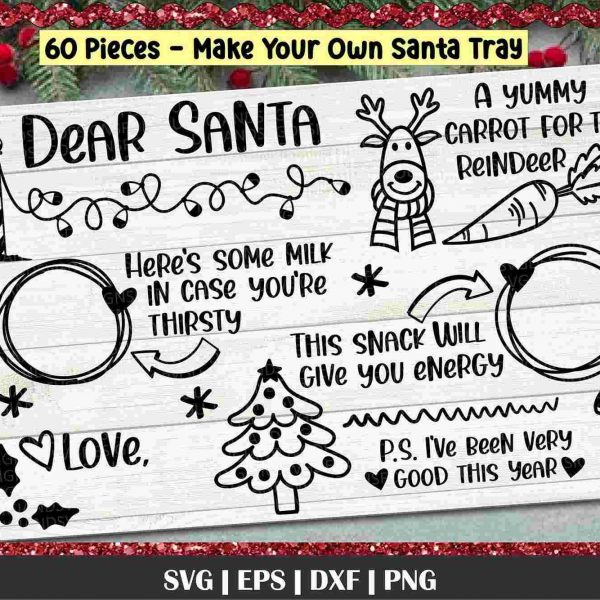 Santas Treats Milk Cookies and Carrots svg