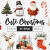 Scandi Christmas clipart Watercolor Nordic Holiday PNG Cute Christmas characters minimal Sublimation Xmas Junk Journal Santa Snowman Angel