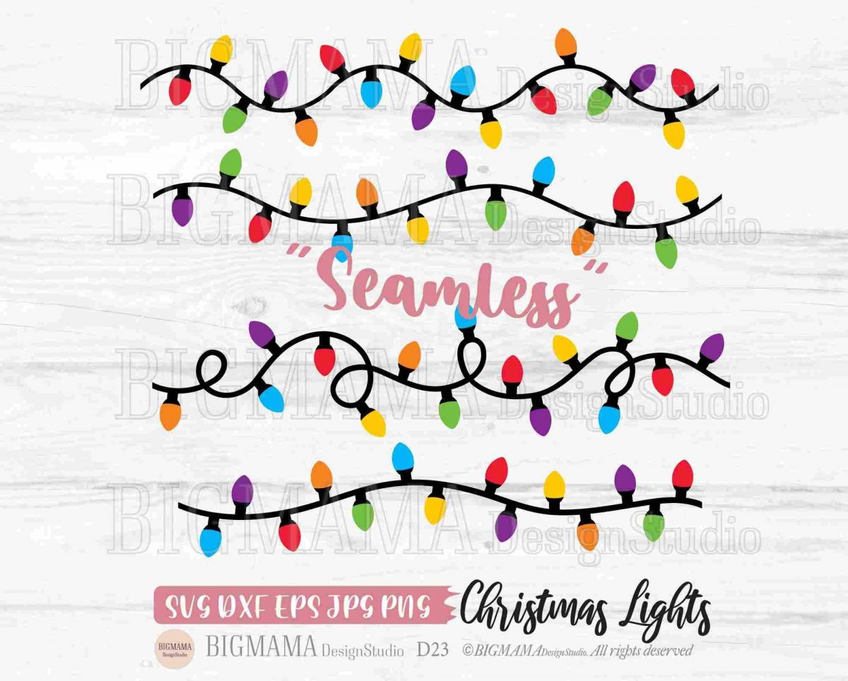 Seamless Christmas Lights SVG PNG for Holiday Decor_D23