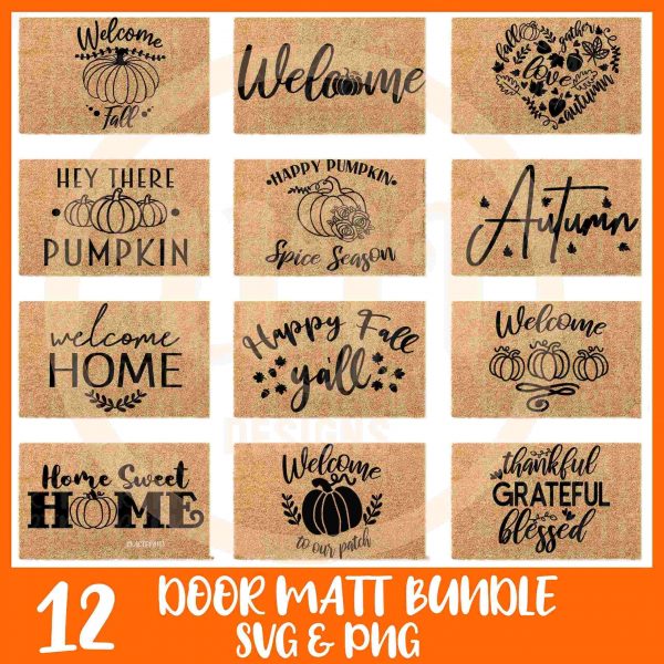 Seasonal Doormat Bundle Thanksgiving Autumn Welcome svg Collection