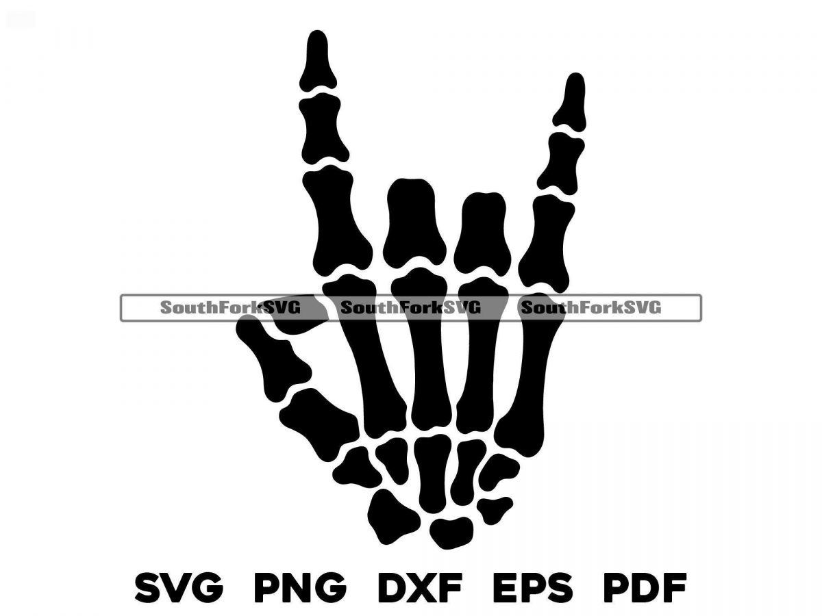 Skeleton Hand Rock Design svg png files vector graphic for cut