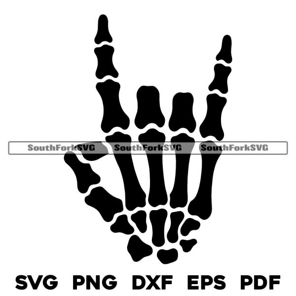 Skeleton Hand Rock Design svg png files vector graphic for cut