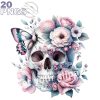 Skull and Flowers Clipart Bundle Floral Designs Moth Graphics