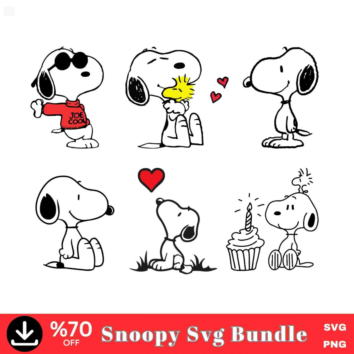 Snoopy Birthday SVG Bundle Cut Files for Cricut Instant PNG Download