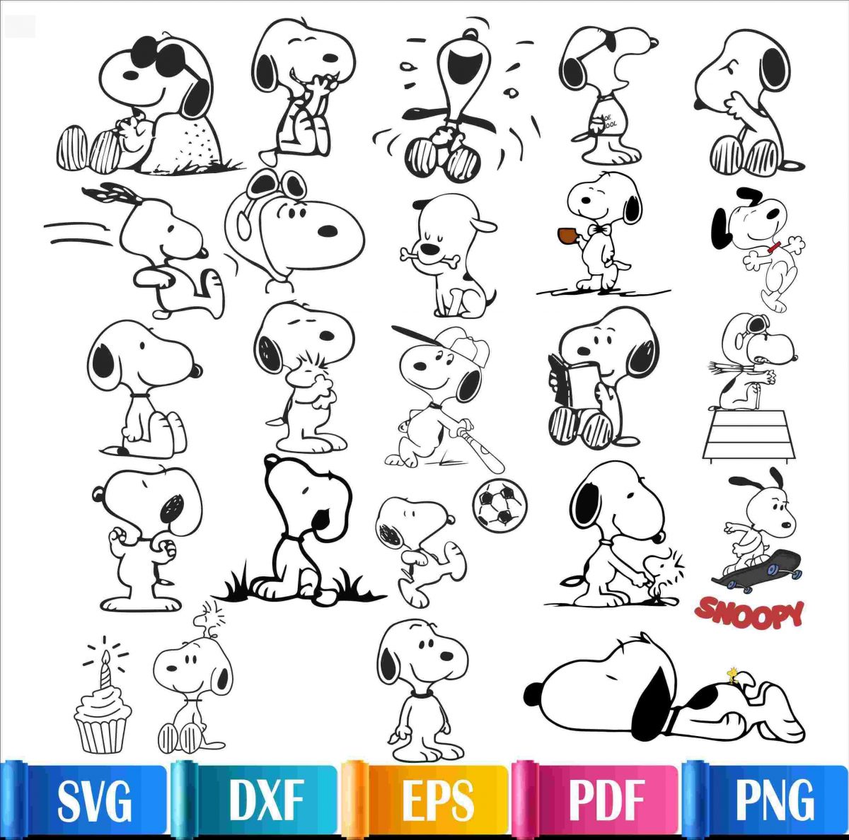 Snoopy SVG Bundle Clipart Charlie Brown Vector Files Personalized