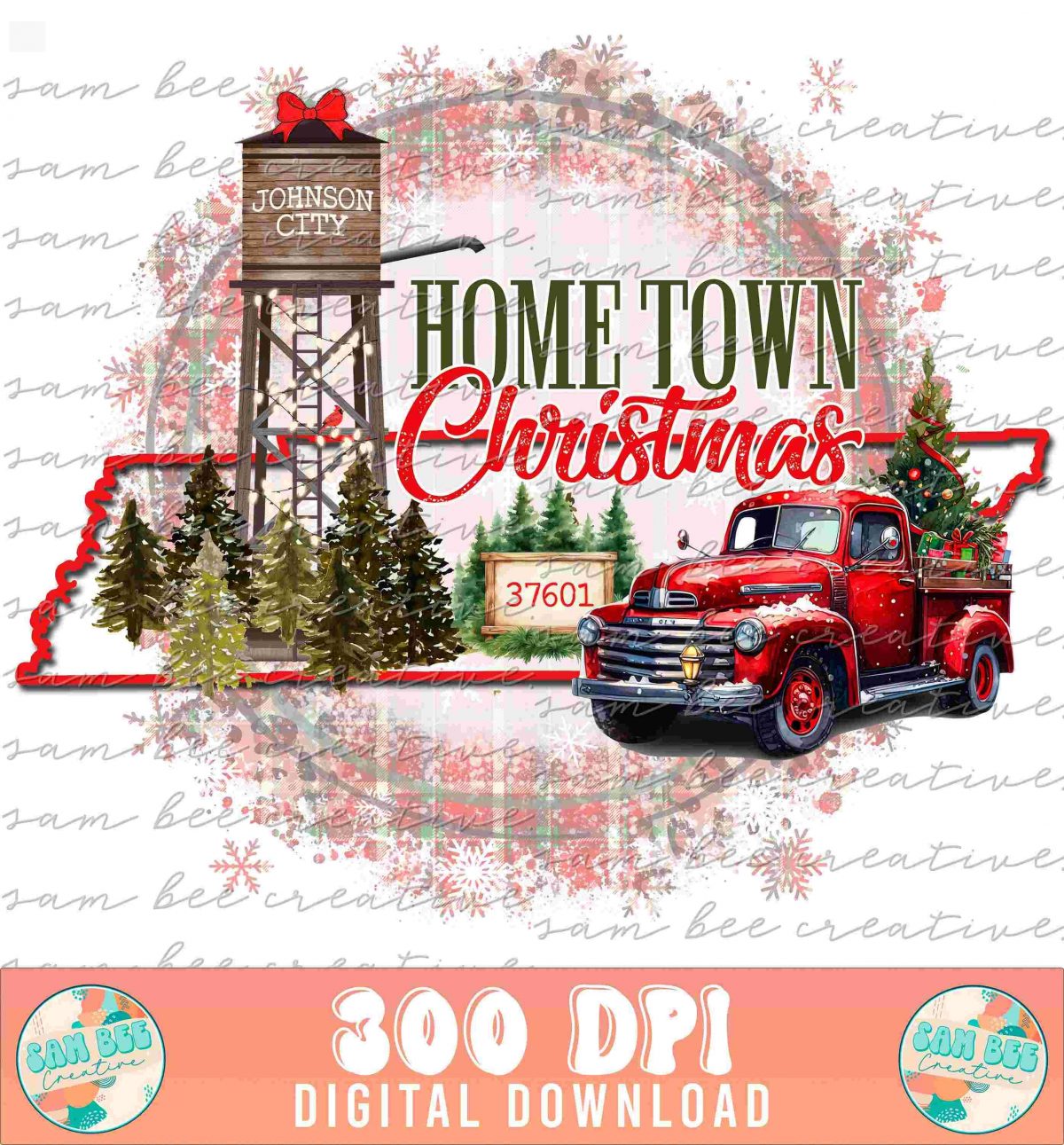 Southern Christmas SVG Design for Tennessee Hometown Vintage Truck