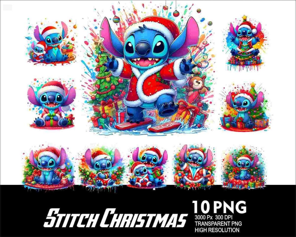 Sparkling Christmas Stitch 10 PNG Design High Res 300DPI Sublimation