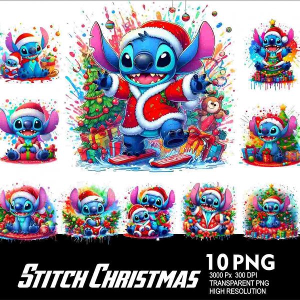 Sparkling Christmas Stitch 10 PNG Design High Res 300DPI Sublimation