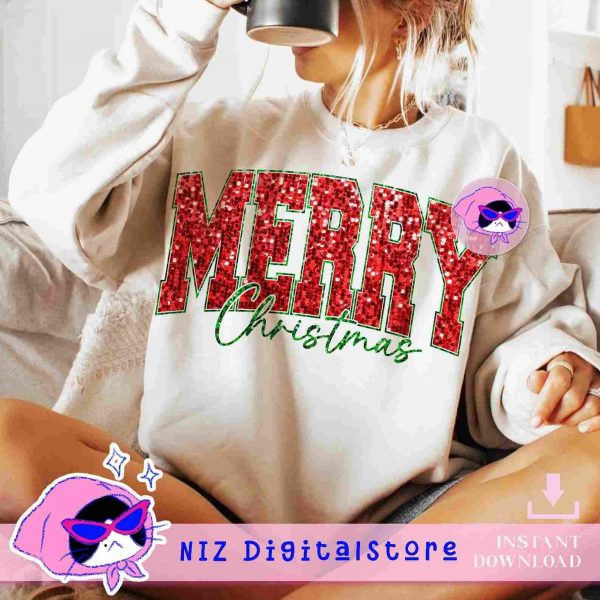 Sparkling Merry Christmas PNG Design for Festive Xmas Glitter