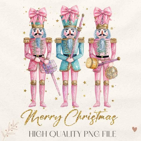 Sparkling Nutcracker Pals PNG Pink Christmas Cheer Flirty pngs