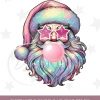 Sparkling Santa in Star Sunglasses Iridescent Glitter Bubble PNG for