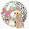 Sparkling Snowman DTF Christmas Girls Winter PNG Design with Colorful